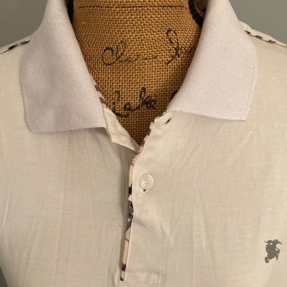 Burberry London Classic White Polo with Iconic Trim Women Size M - Picture 2 of 13